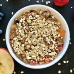 Vegan fruit dessert with oat topping.