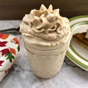 Vegan pumpkin whipped cream in a jar.