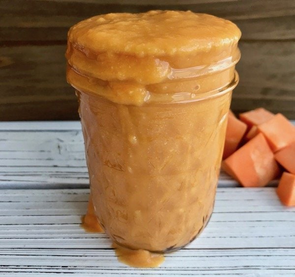 Jar of sweet potato sauce