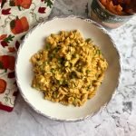 Plate of vegan pumpkin pasta