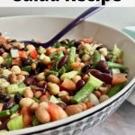 A bowl of bean salad with text that says, "5 Bean Salad Recipe."
