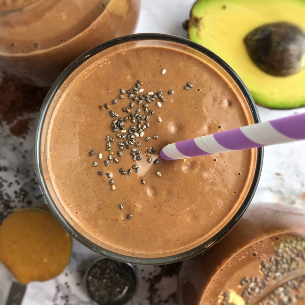 Avocado Peanut Butter Chocolate Smoothie Bree's Vegan Life