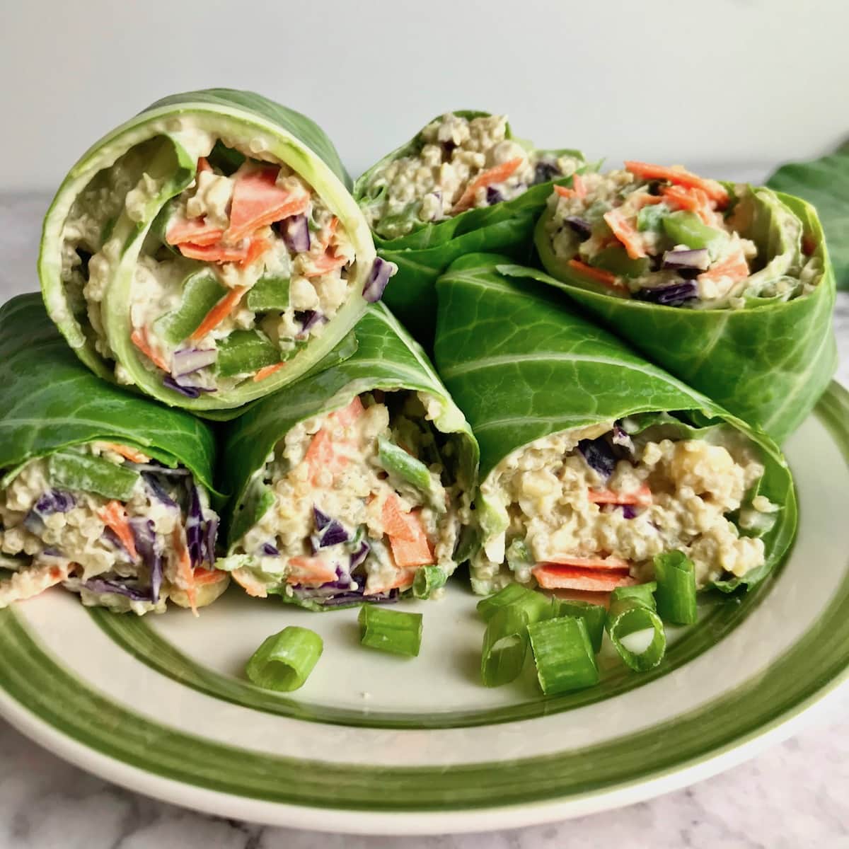 Collard Green Wraps With Quinoa and Chickpea Filling