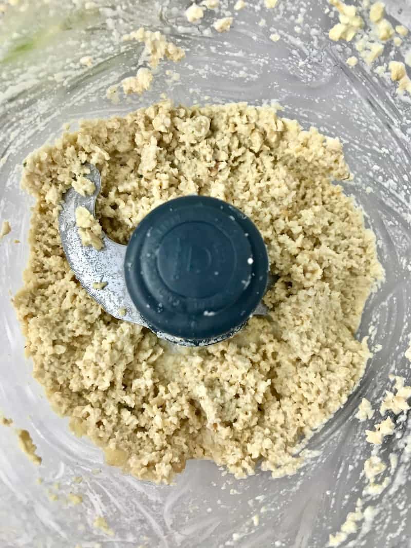 Ground cashews in a food processor.