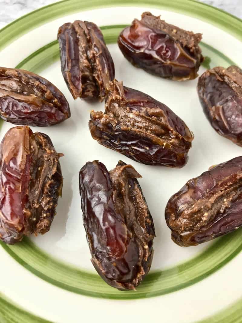 Medjool dates stuffed with chocolate peanut butter.