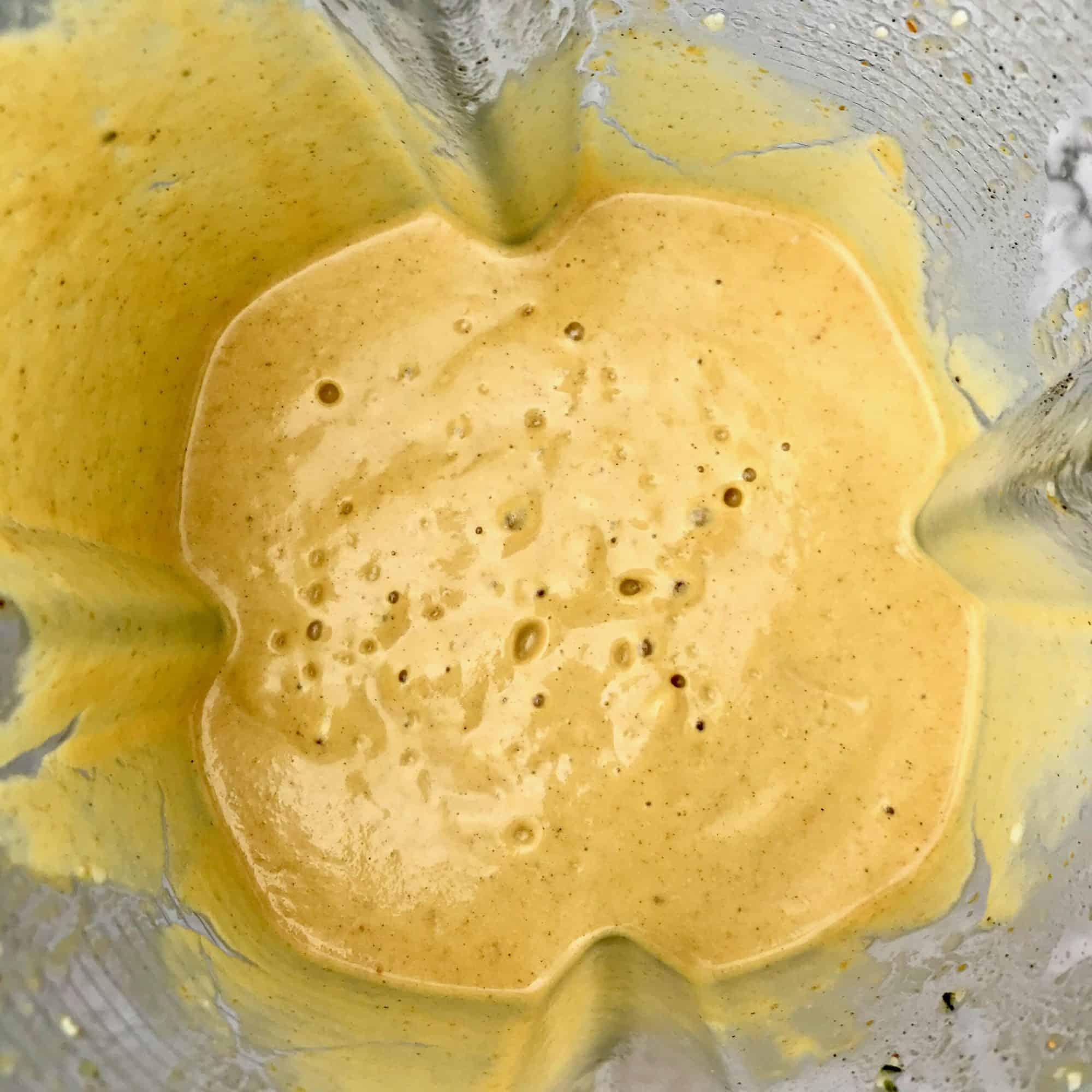 A sweet potato smoothie in a blender.