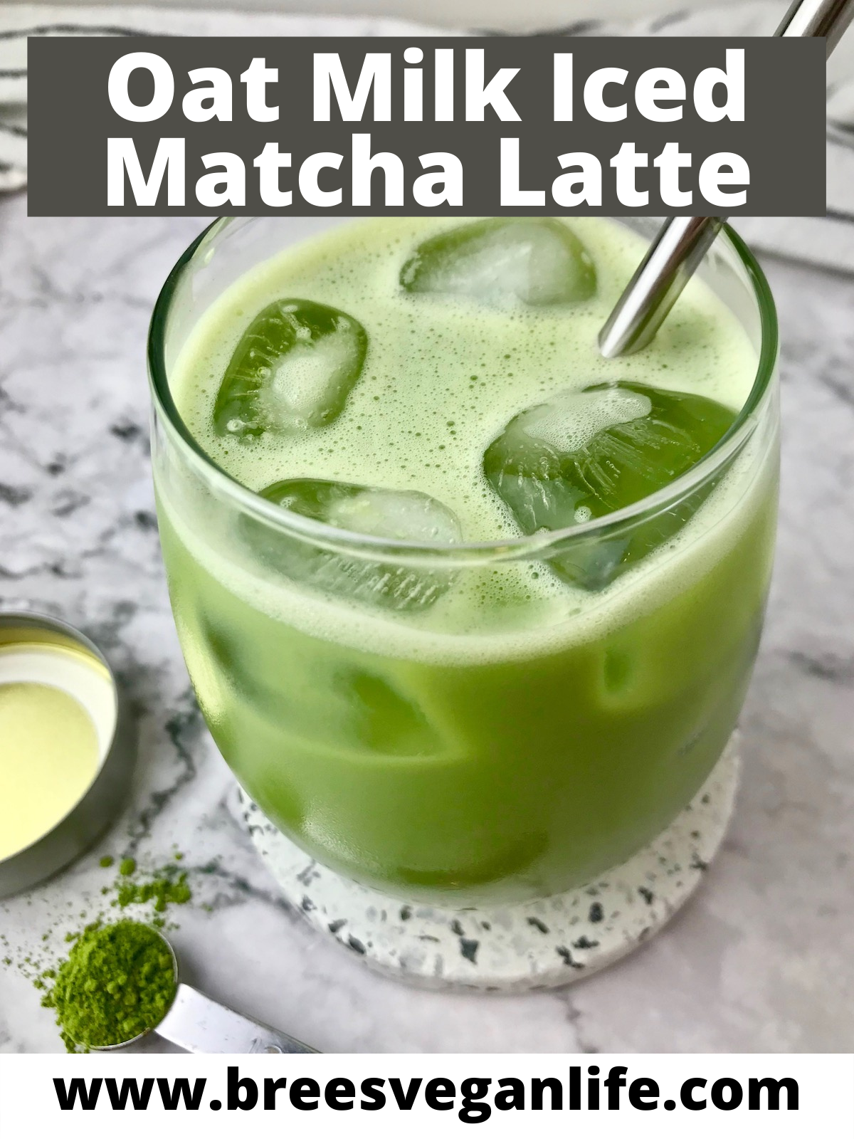 Oat Milk Iced Matcha Latte (Super Easy!)