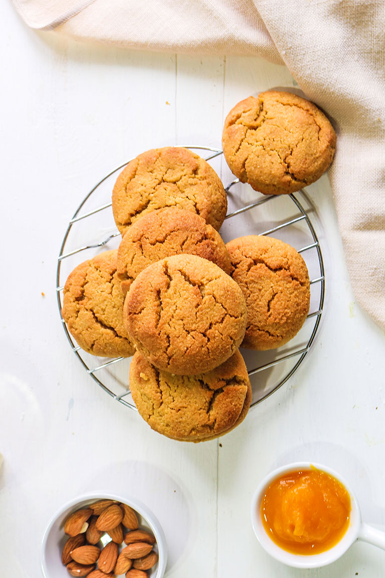 A tray of vegan pumpkin cookies.