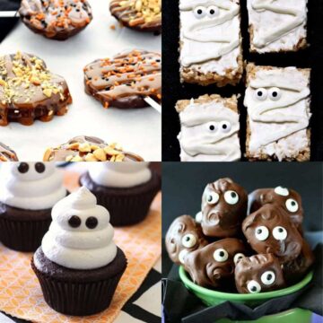Four different vegan Halloween treats.