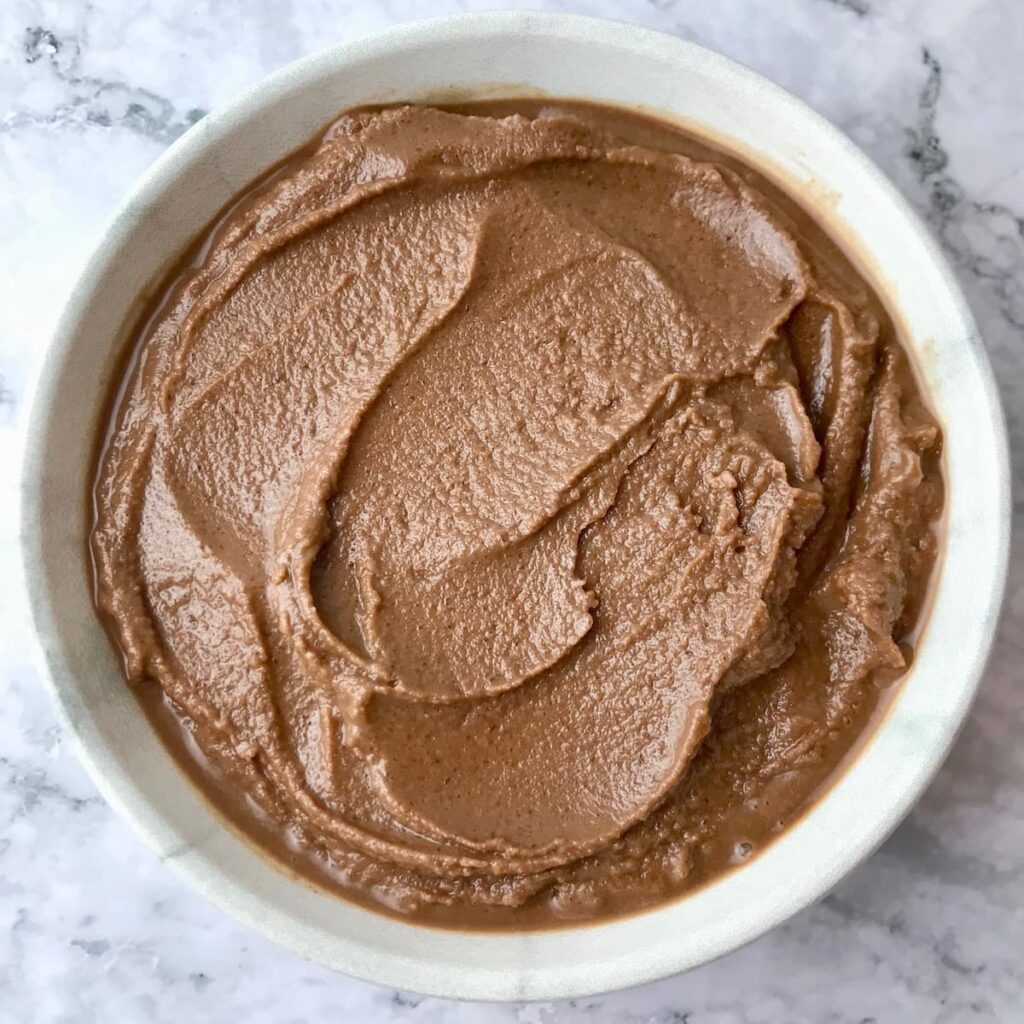 A thick coffee smoothie bowl.