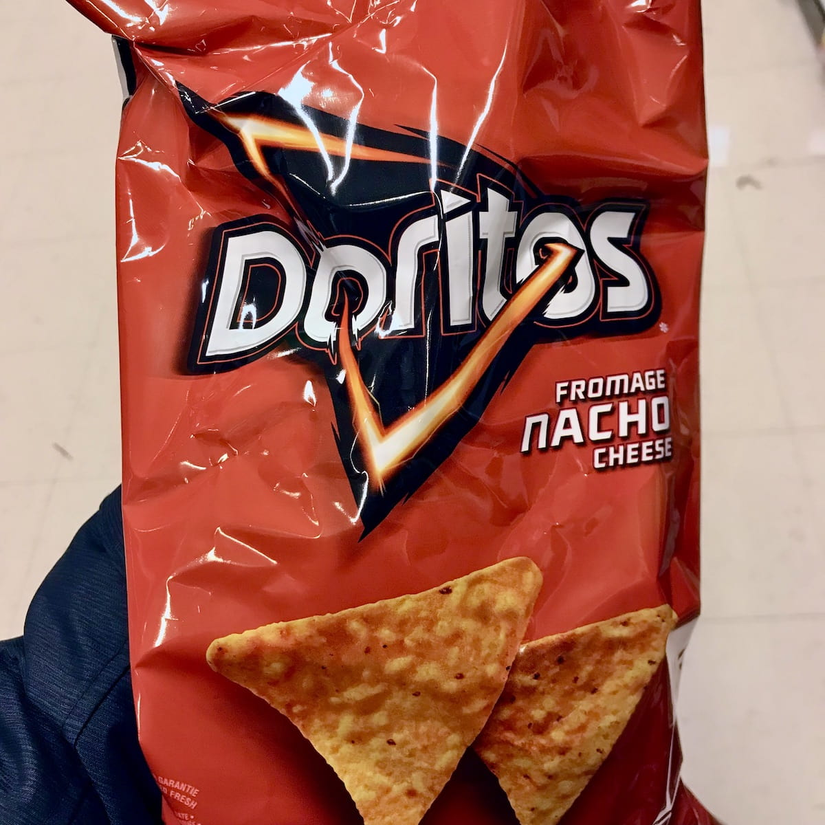 A bag of Nacho Cheese Doritos.
