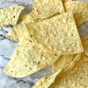 A pile of tortilla chips.