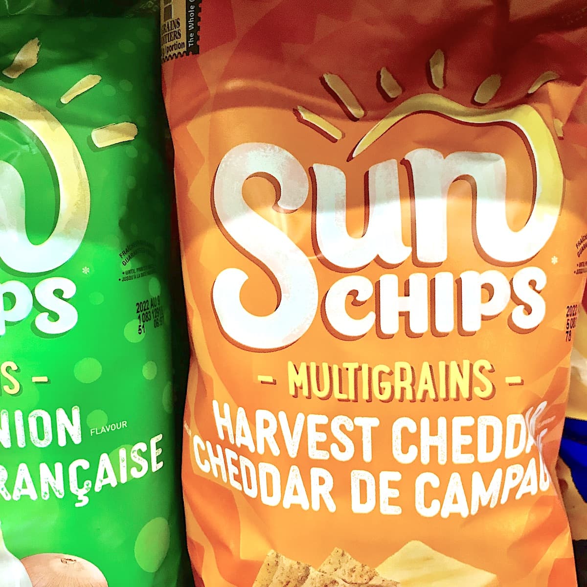 A bag of Harvest Cheddar Sunchips.