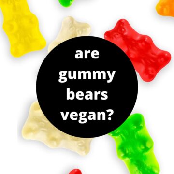 Gummy bears with text that says are gummy bears vegan?