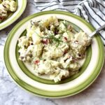 A plate of vegan potato salad.