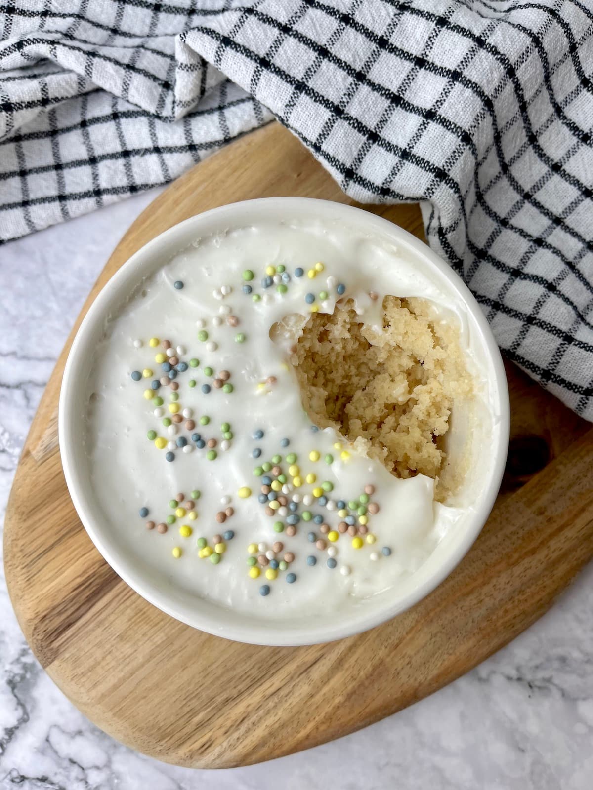 Fluffy Vegan Vanilla Mug Cake - The Fiery Vegetarian